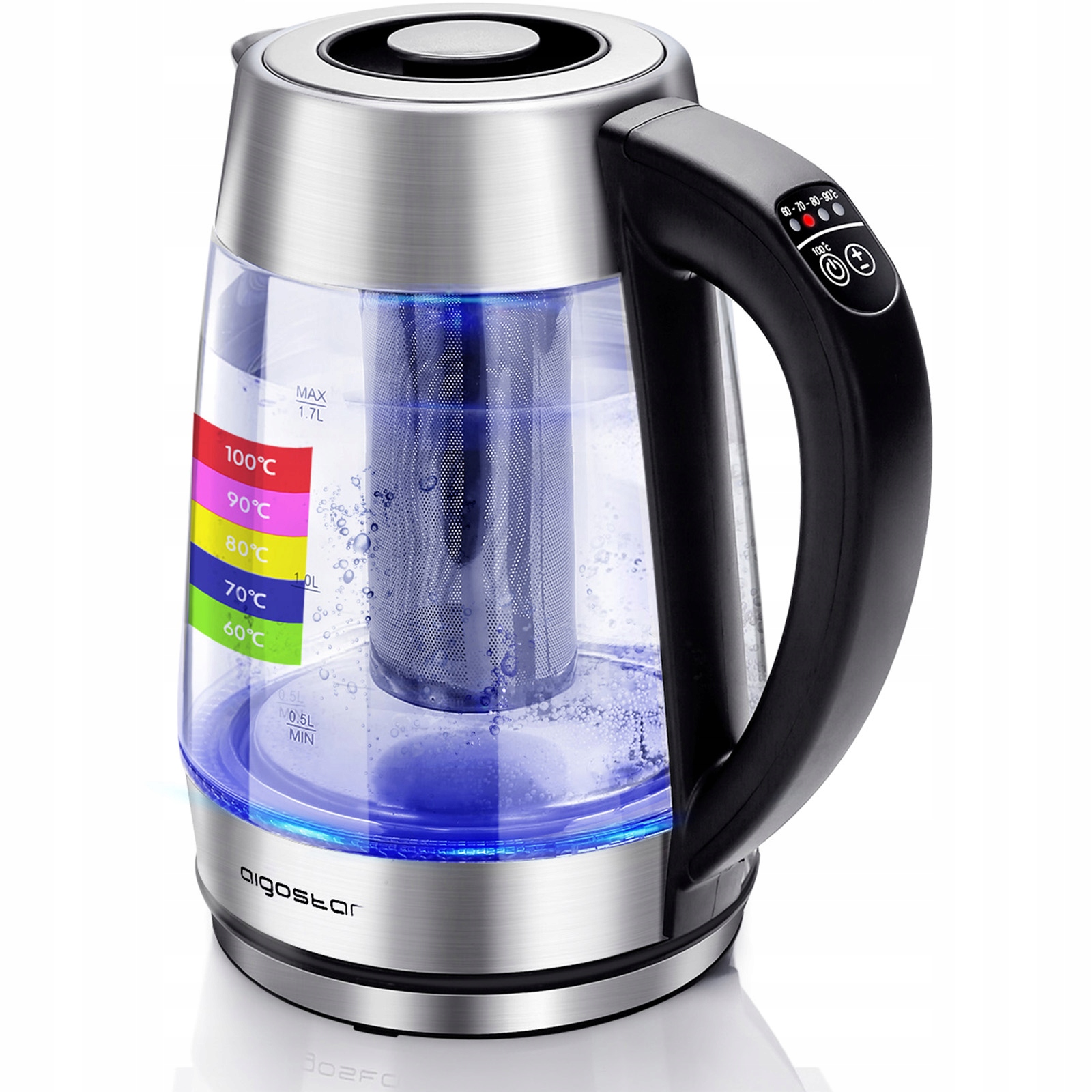 Rýchlovarná kanvica Aigostar Cris 2200 W 1,7 l strieborná/šedá